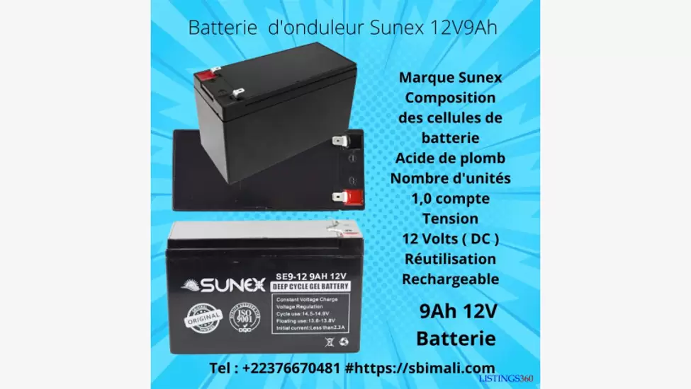 20,000 F Batterie d'onduleur Synex 12V9Ah